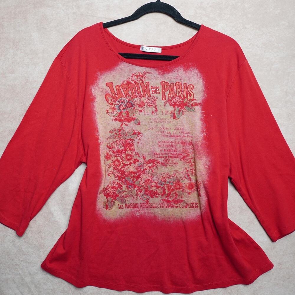 Entity Paris Graphic Top Floral Oversized XXL Y2K